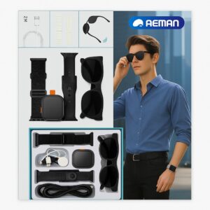 rm43 smart combo set – smartwatch + sunglasses + accessories (6 in 1 kit)
